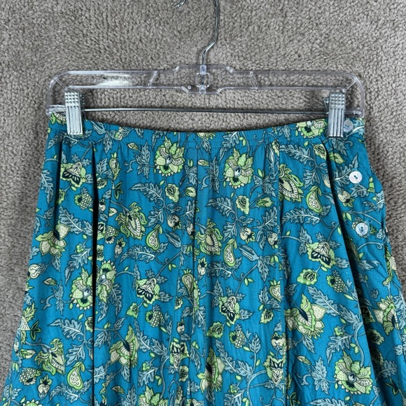Vtg Liz Baker Skirt Womens Petite Large Blue Floral BOHO CottageCore Aline - Picture 3 of 10